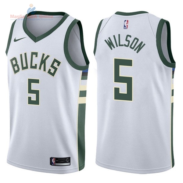 Acquista Maglia NBA Nike Milwaukee Bucks #5 D.J. Wilson Bianco Association