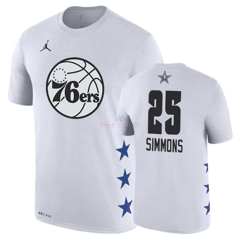 Acquista Maglia NBA 2019 All Star Game Manica corta #25 Ben Simmons Bianco