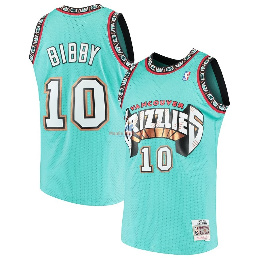 Acquista Maglia NBA Vancouver Grizzlies #3 Mike Bibby Verde Hardwood Classics