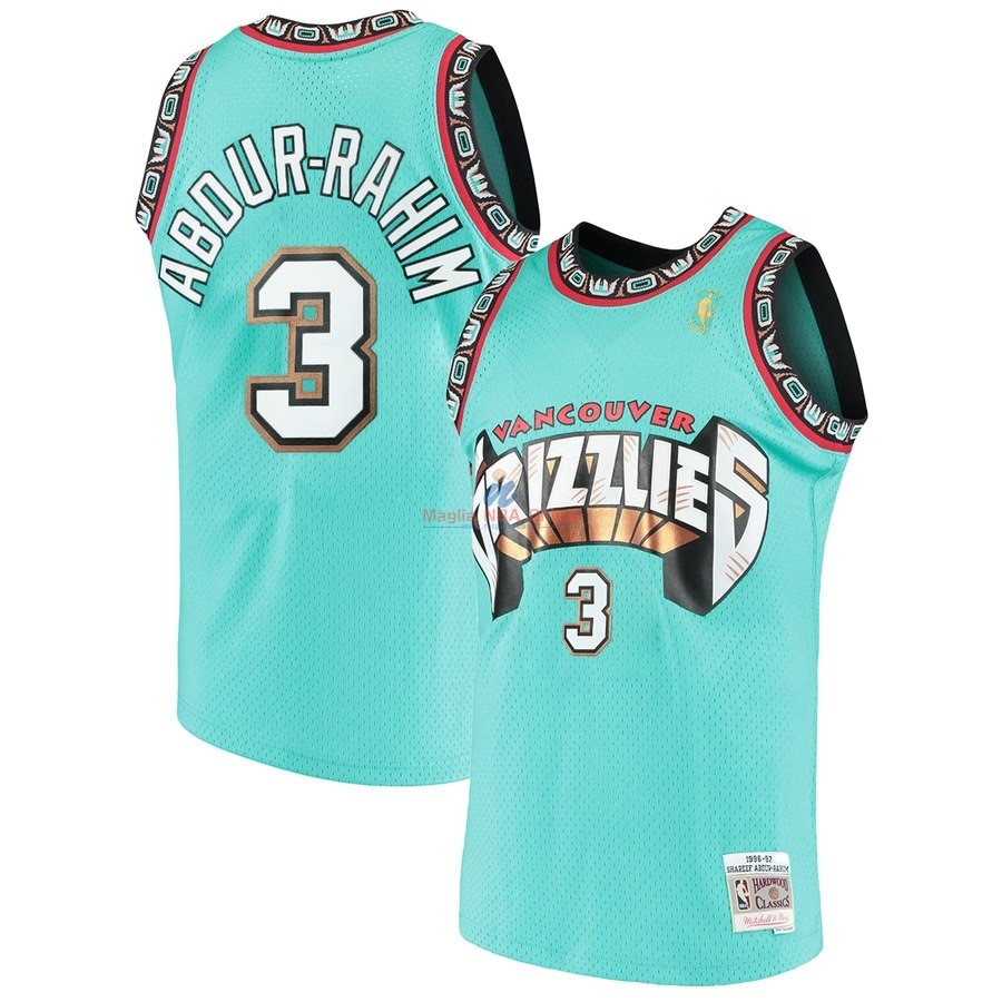 Acquista Maglia NBA Vancouver Grizzlies #3 Shareef Abdur Raheim Verde Hardwood Classics 1996-97