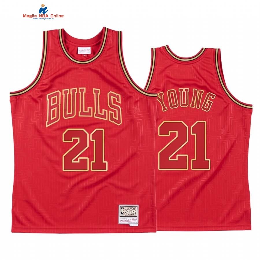 Maglia NBA CNY Throwback Chicago Bulls #21 Thaddeus Young Rosso 2020 Acquista