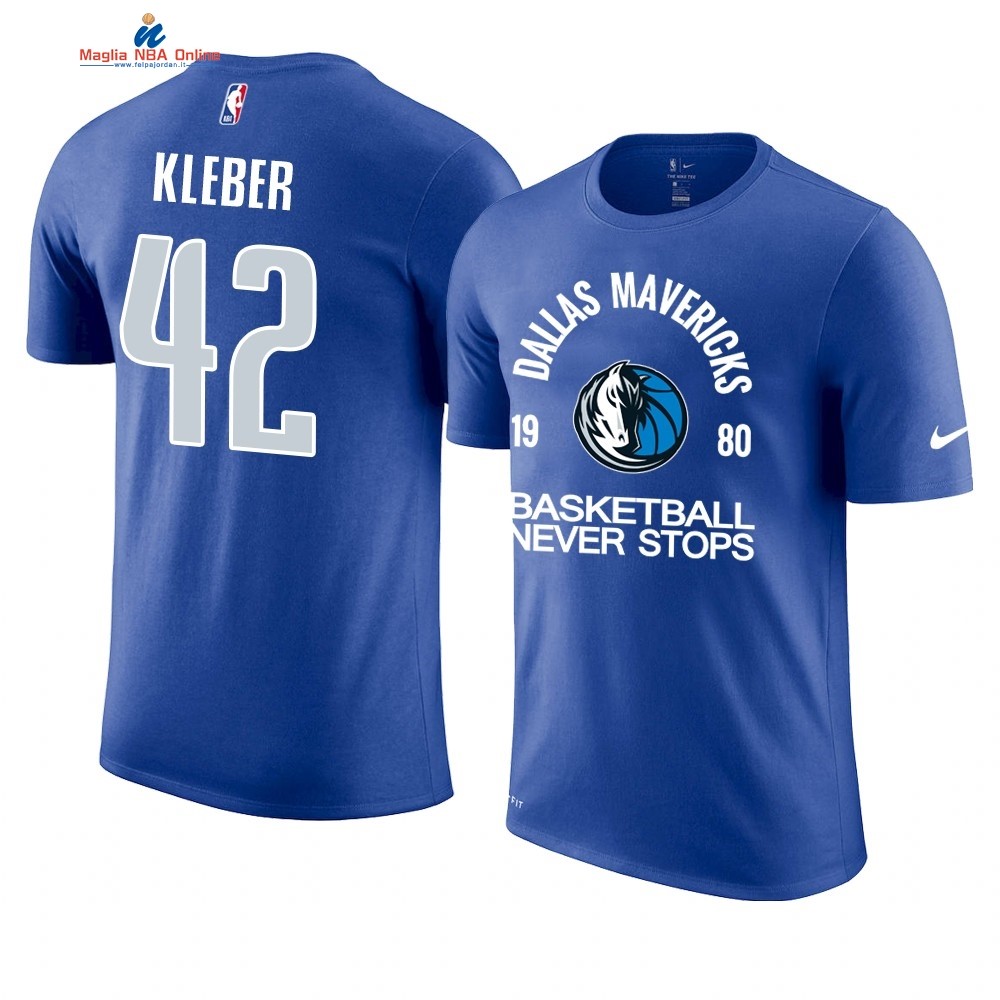 T Shirt NBA Dallas Mavericks Never Stops #42 Maxi Kleber Blu Acquista