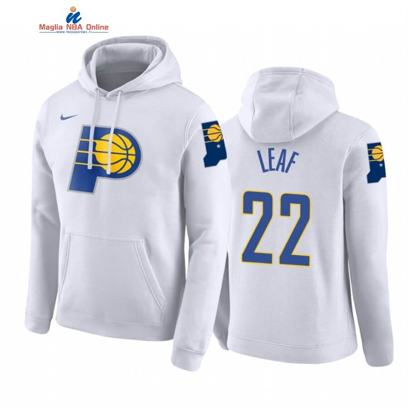 Felpe Con Cappuccio Indiana Pacers #22 T.J. Leaf Bianco Città 2019-20 Acquista