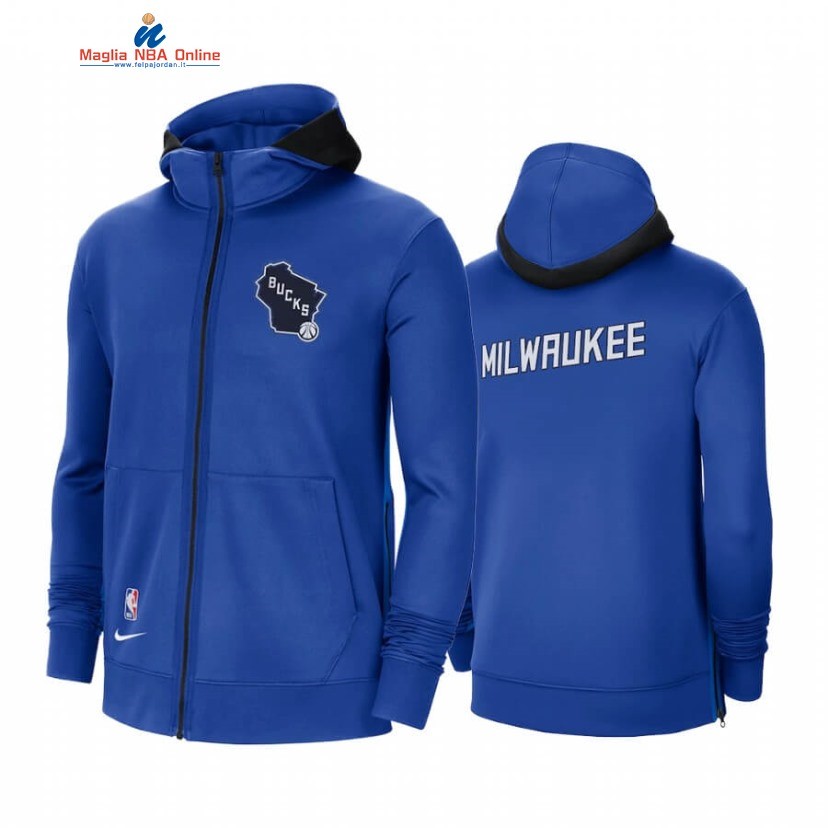 Felpe Con Cappuccio Milwaukee Bucks Blu Città 2020-21 Acquista