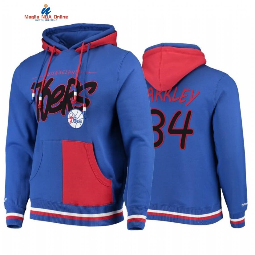 Felpe Con Cappuccio Philadelphia 76ers #34 Charles Barkley Blu Rosso Hardwood Classics Acquista