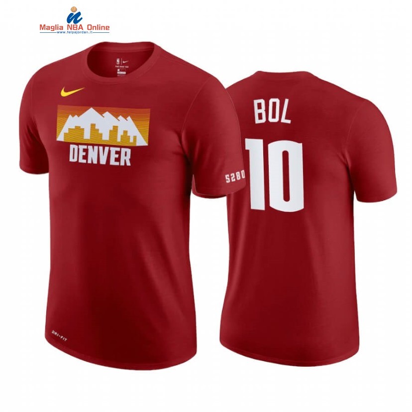 T-Shirt Denver Nuggets #10 Bol Bol Rosso Città 2020-21 Acquista