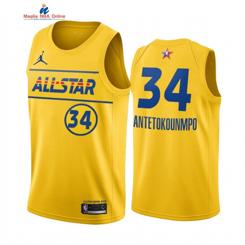 Maglia NBA 2021 All Star #34 Giannis Antetokounmpo Oro Acquista