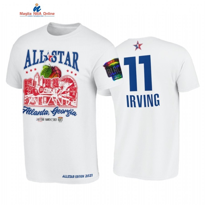 T-Shirt NBA 2021 All Star #11 Kyrie Irving Support Black Colleges HBCU Spirit Bianco Acquista