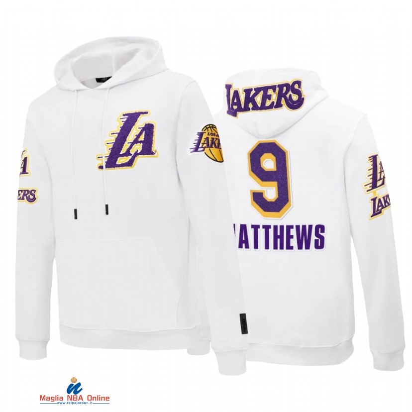 Felpe Con Cappuccio NBA Los Angeles Lakers NO.9 Wesley Matthews Bianco 2021