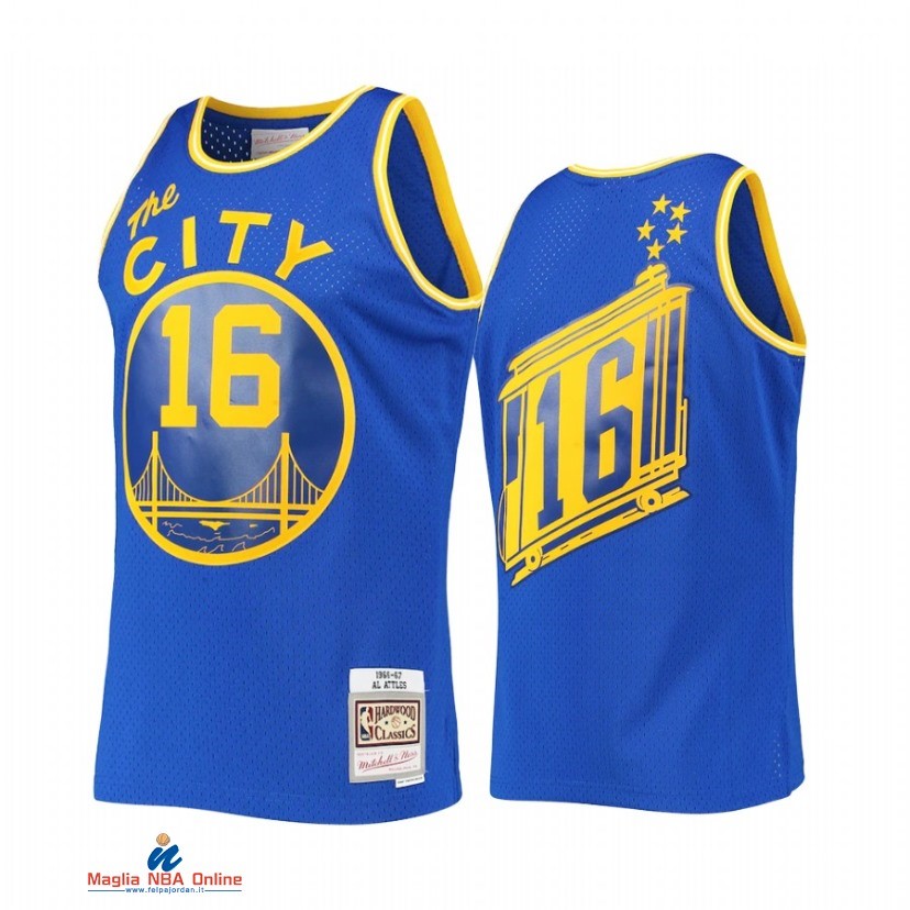 Maglia NBA Golden State Warriors NO.16 Al Attles Blu Hardwood Classics 1966-67