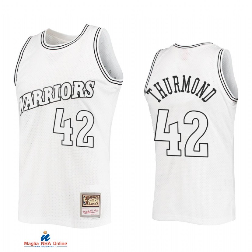 Maglia NBA Golden State Warriors NO.42 Nathaniel Thurmond Bianco Hardwood Classic 2021