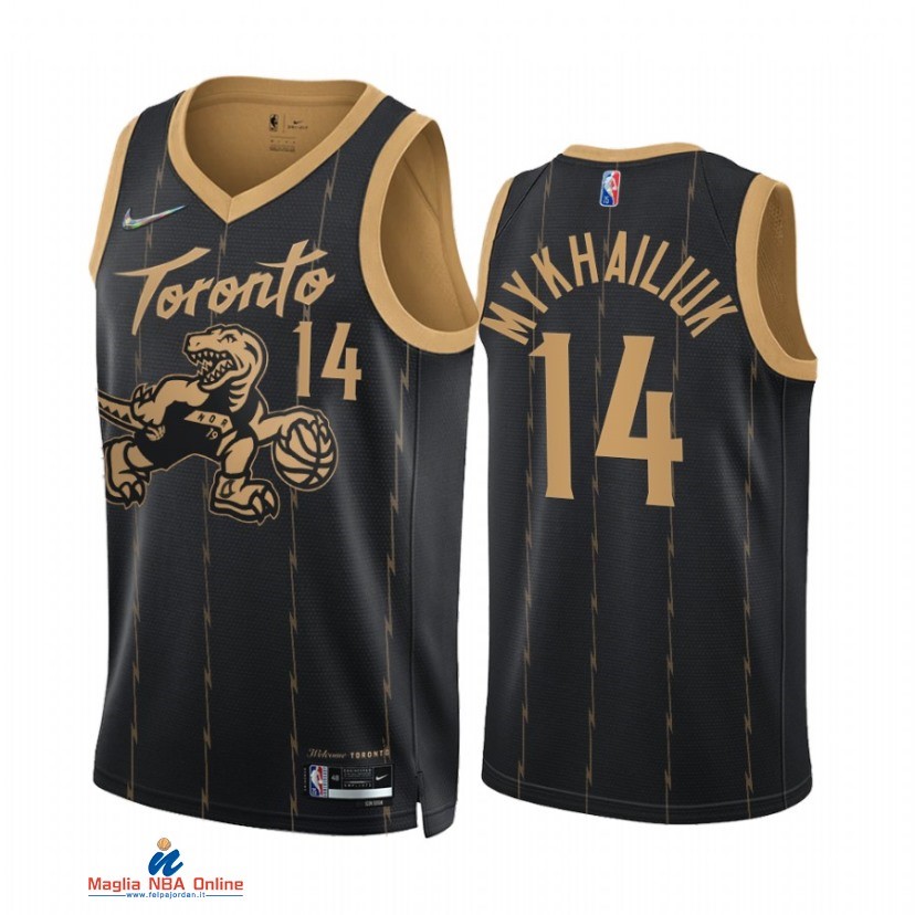 Maglia NBA Nike Toronto Raptors NO.14 Sviatoslav Mykhailiuk 75th Nero Città 2021-22