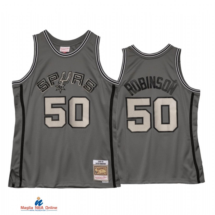 Maglia NBA San Antonio Spurs NO.50 David Robinson Grigio Hardwood Classics 2021