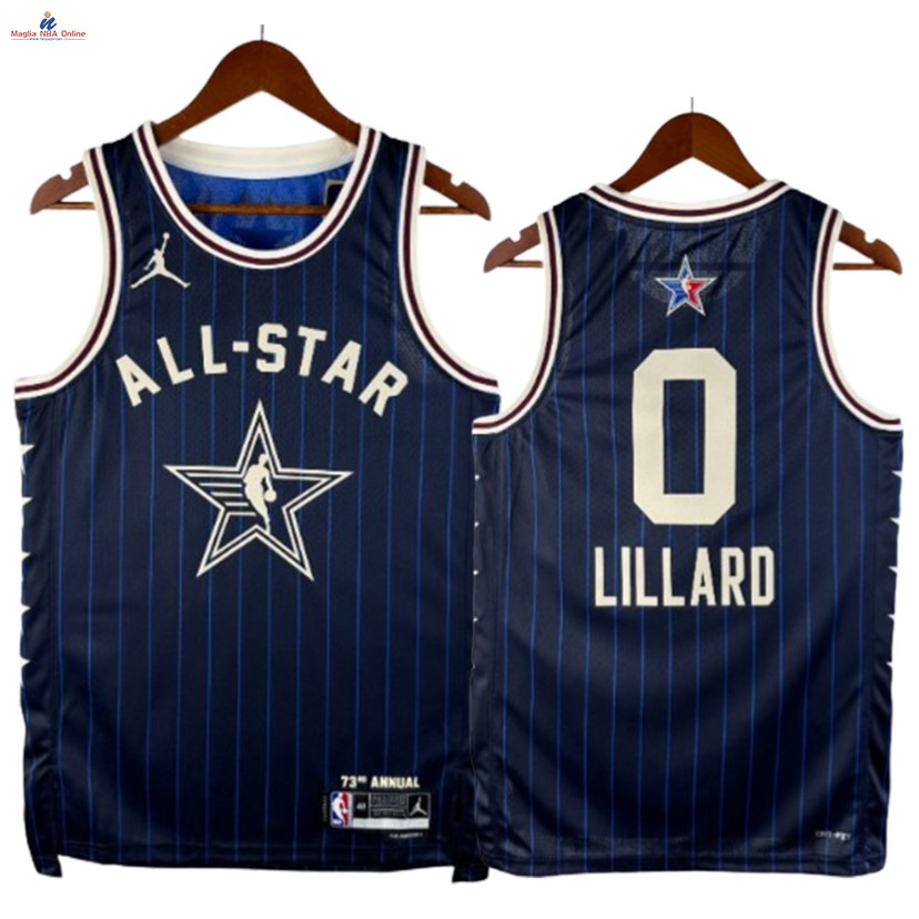 Acquista Maglia NBA 2024 All Star #0 Damian Lillard Blu