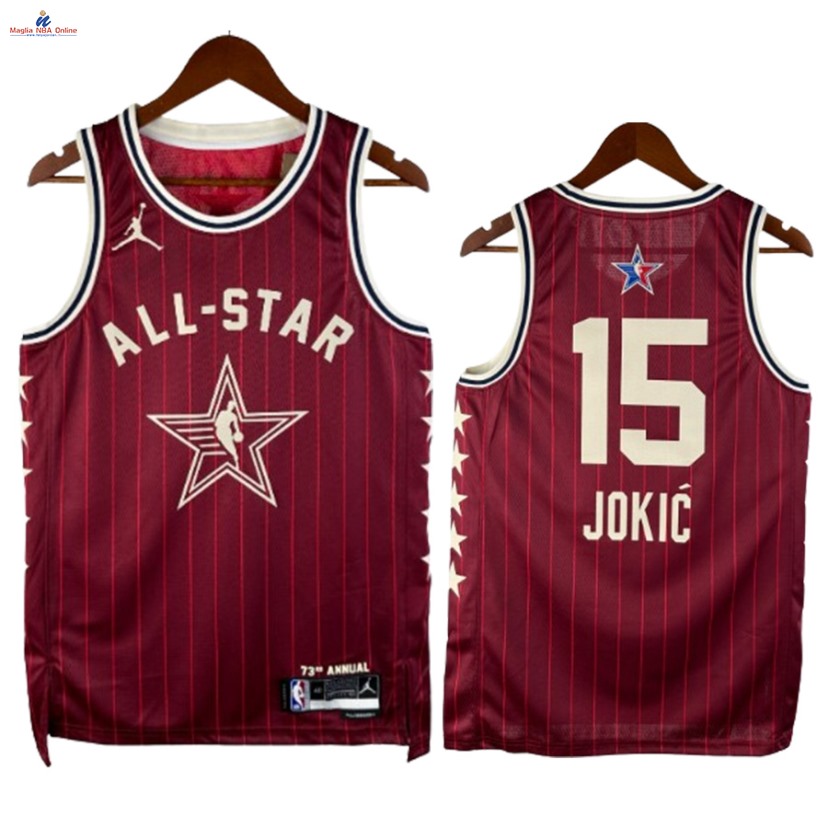 Acquista Maglia NBA 2024 All Star #15 Nikola Jokic Rosso