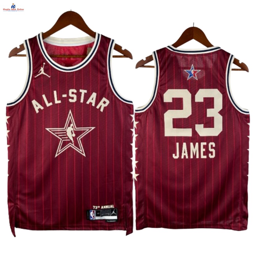 Acquista Maglia NBA 2024 All Star #23 LeBron James Rosso