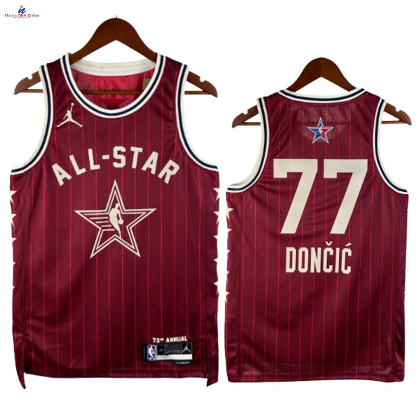 Acquista Maglia NBA 2024 All Star #77 Luka Doncic Rosso