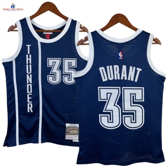 Acquista Maglia NBA Nike Oklahoma City Thunder #35 Kevin Durant Blu Marino Hardwood Classics 2015-16