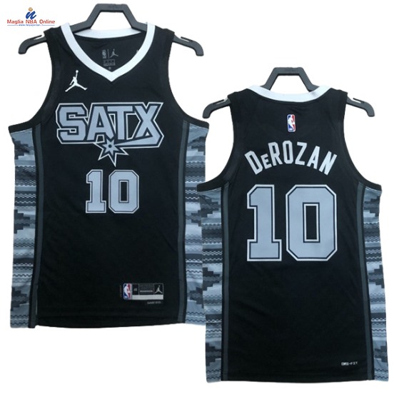 Acquista Maglia NBA Nike San Antonio Spurs #10 DeMar DeRozan Nero Statement 2023-24