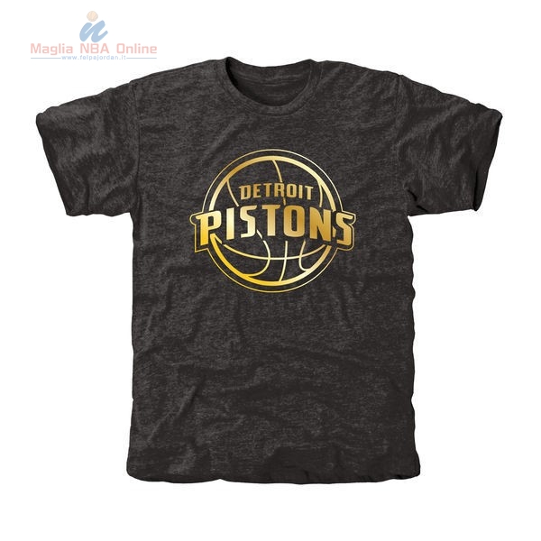 Acquista T-Shirt Detroit Pistons Nero Oro